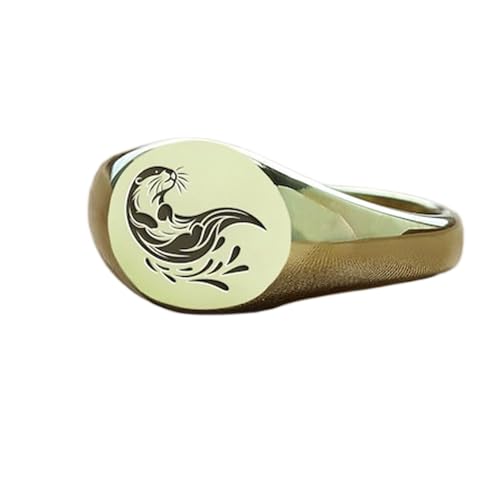 Bague loutre argent 925 doré LK_PDR_01087, chevalière vintage fait main