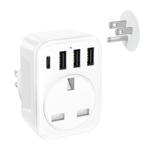 International Travel Voltages Converters Plugs Adapter UK to US USB C QC3.0