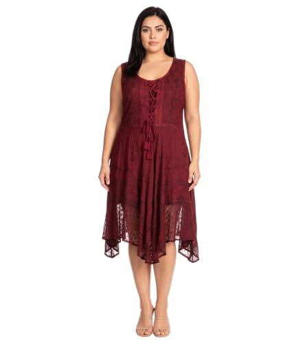 Image of Sakkas Magdilena Stonewashed Corset Front Embroidered Dress