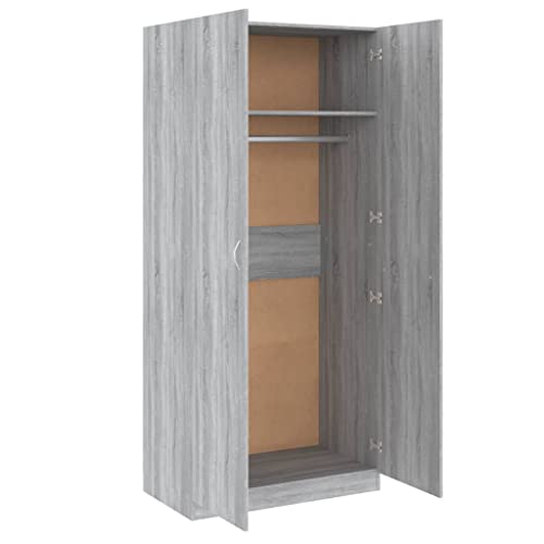 Armadio Grigio Sonoma 90X52X200 Cm In Legno Multistrato - 5