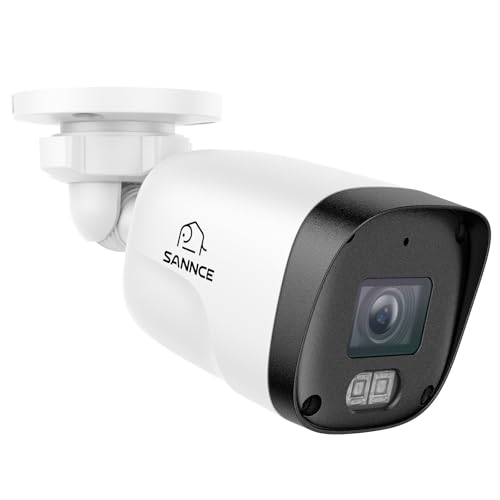 SANNCE Telecamera di Sicurezza POE 3 MP con Audio, Telecamera CCTV per Esterni, Visione Notturna da 30M, Resistente alle Intemperie, IP67, Rilevamento del Movimento