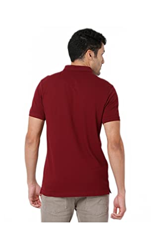 Image of Spykar Men's Slim Fit Polo Neck Half Sleeve Solid Casual T-Shirt