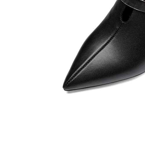 TinaCus Women's Handmade Pointed Toe Genuine Leather Sexy High Heel Glitter Square Decor Plus-Size Pump Shoes4