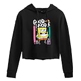 HYBRID APPAREL - SpongeBob SquarePants - Good Noodle - Women's Cropped Pullover Hoodie - Size Large Black