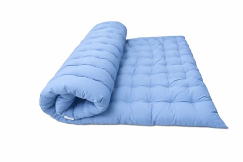 Image of ATOOTFUSION Soft Cotton Quilt | Foldable Light Weight Filled Single Firm Cotton Quilt Mattress| Gadda (Solid Coloured, 2 Sleeping Capacity, 5 x 6 ft or 72 x 60 Inches Queen) (Sky Blue)
