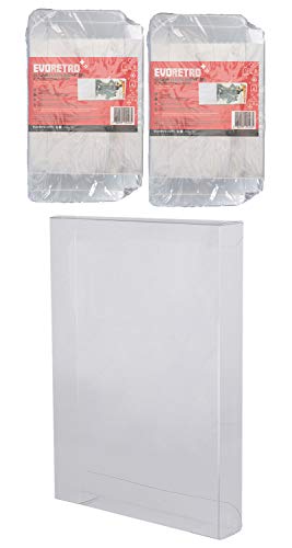 EVORETRO 50-Pcs Case for NES Box Premium Quality Transparent Plastic Protector Storage Cases Compatible – Extra Sturdy Clear Case W Removable Film – 0 4mm Thick – Anti- Dust Scratch Moisture