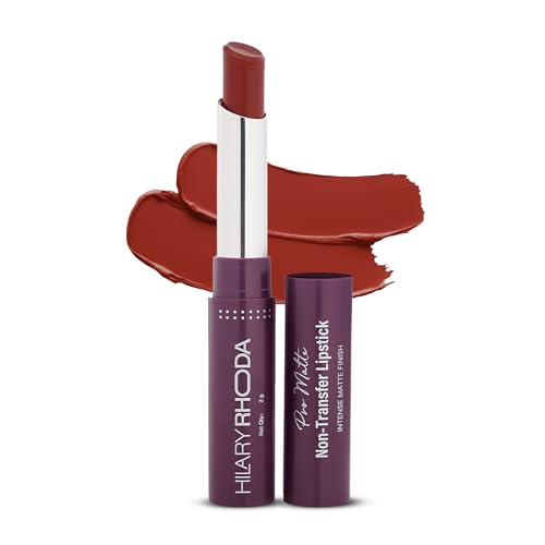 Image of Hilary Rhoda Pro Matte Non-Transfer Lipstick | Waterproof & Smudge-Proof | 12-Hour Long Stay | 24 Shades Available | Highly Pigmented Matte Finish Lipstick | 2g - (Nude rose | Shade 01)