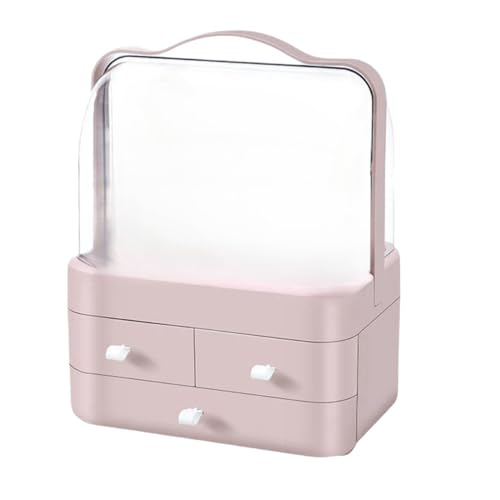 ULOVEJOYメイクボックス 化粧品収納ボックス 化粧ぼっくす コスメ収納 化粧品ケース 化粧品ボックス 大容量 蓋付き 防塵 防水 引き出し付き 浴室 洗面所収納 3段式 整理簡単 小物入れ 多機能 長持ち カバー おしゃれ (ピンク)