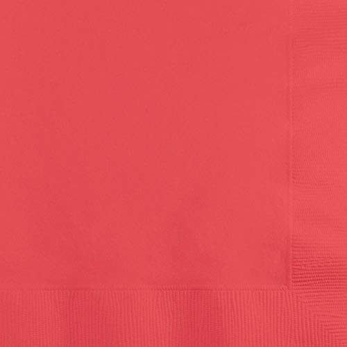 Creative Converting 573146B Personalized Coral Wedding Cocktail Napkins (50 Count), Coral