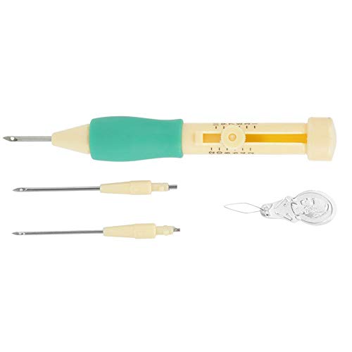Punch Needle Embroidery Set Embroidery Needle Punch With 3 Sizes Needle Pen Kit Tool For Diy Craft For Diy Threaders Sewing Knitting For Mother(Yellow + Green) #TOP2