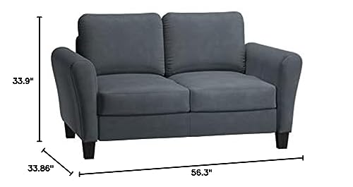 Lifestyle Solutions Watford Loveseat with Rolled Arms, Dark Grey