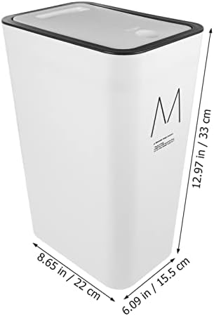 Alipis Bathroom Trash Can with Lid Garbage Can 10L Slim Trash Can Wastebasket Plastic Trash Bin for Bedroom Office Living Room Kitchen White