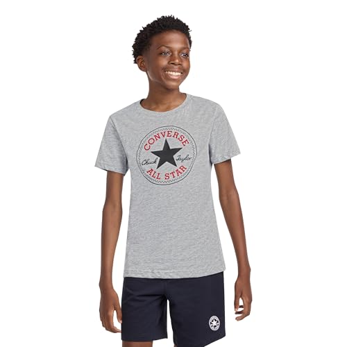 Converse Boys' Chuck Patch Short Sleeve T-Shirt, Dark Grey Heather,