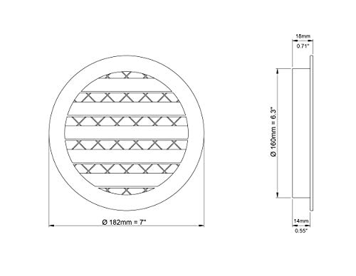6'' Vent Cover - Round Soffit Vent - Aluminum Air Vent Louver - HVAC Ventilation (6 19/64''), 160mm - Image 2