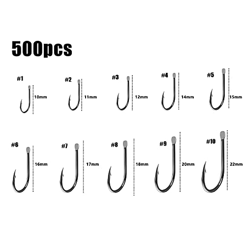 Chstarina-500-Stueck-Angelhaken-Kohlenstoffstahl-Angelhaken-Set-in-10-Groessen-Angelhaken-mit-Widerhaken-Angelhaken-mit-Oese-Angelzubehoer-mit-Kunststoffbox-fuer-Salzwasser-und-Suesswasser