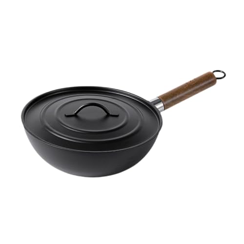 Wok de hierro fundido con revestimiento antiadherente y mango de madera miniatura 6