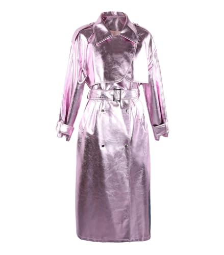 Trench long d'hiver pour femme contre le froid manteau épais similicuir imperméable