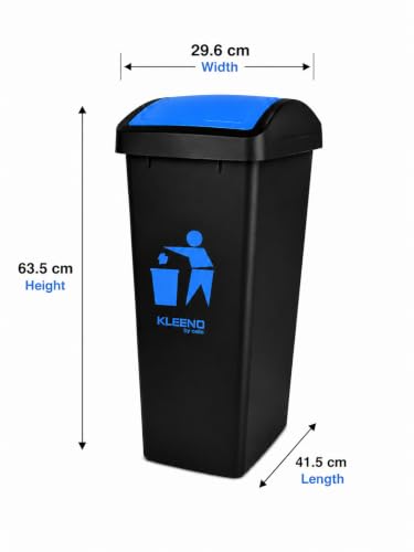 Image of Cello Plastic Garbage Swing-Lid Dustbin 48 Ltr, Black-Blue