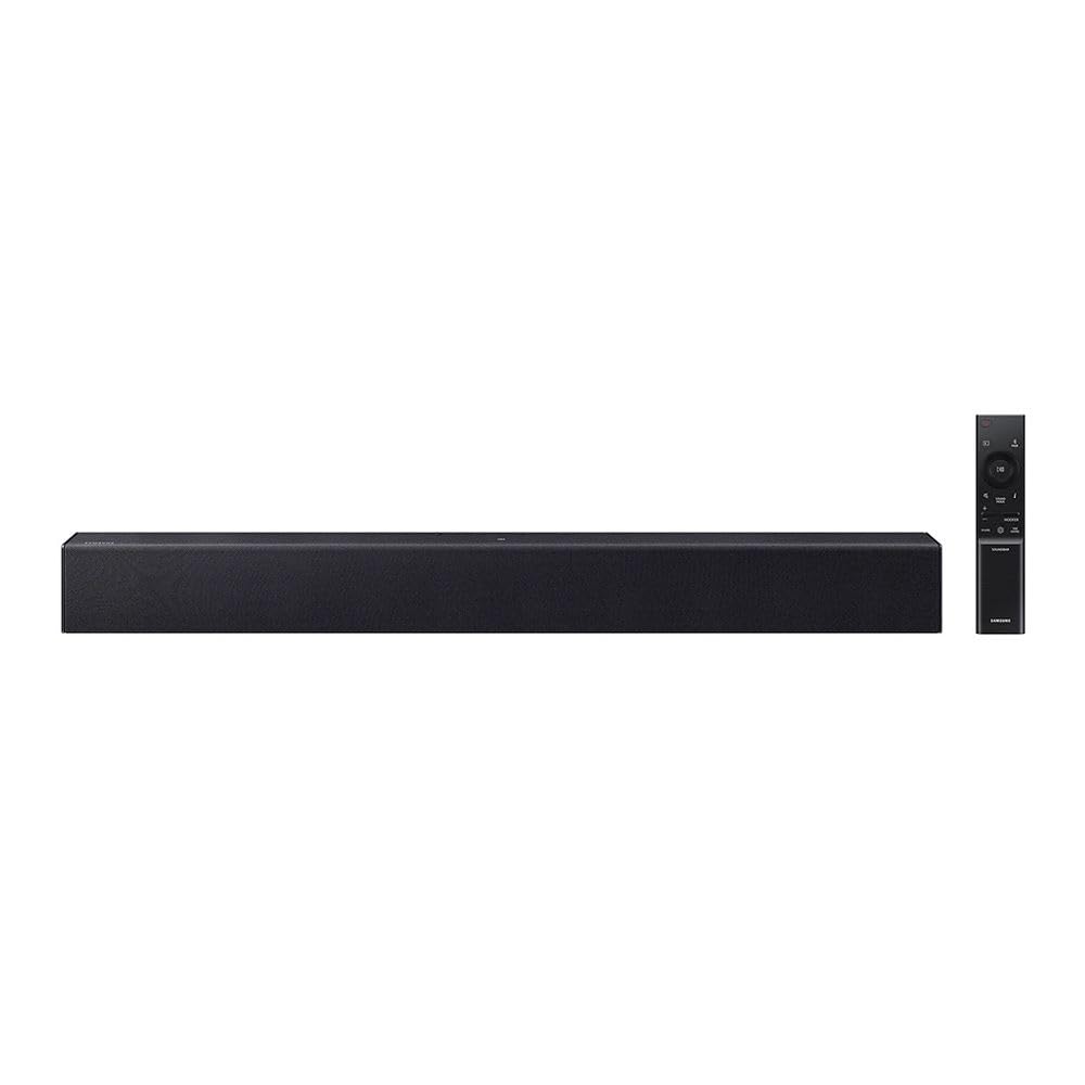 black samsung b series soundbar 2.0 channels