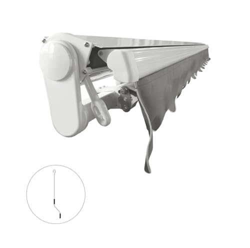 INT400 INTELROLL Half Cassette Retractable Awnings for Patio, Garden, Shop Front- 4.5m x 3m / 14’9″ x 9’10” - Manual Operated- Frame White- Fabric PU Grey Polyester