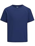 Arshiner Kinder UV T-Shirt Jungen UPF 50+ Kurzarm Schwimmshirt Sommer Badeshirt Rundhals Schnelltrocknend Rash Guard für Strand Pool Marineblau 140/9-10 Jahre