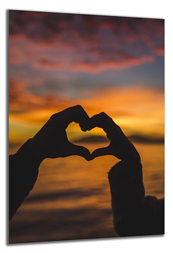 DARO Design - Wand-Bild auf 6mm HDF 30x20 cm Liebe Hände Herz - Wand-Deko Bilder Geschenk
