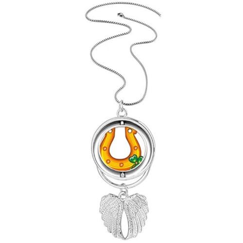 Collier Irlande St Patrick pendentif ailes d'ange rotatif fer en U pour homme et femme