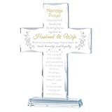 YWHL Glass Marriage Prayer Cross Wedding Gifts for Couples, Religious Cross Engagement Gifts for Bride and Groom, Bridal Shower Gift for Women Men