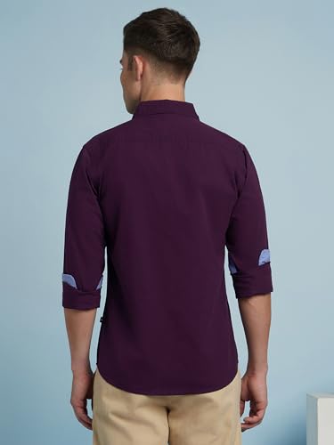 Image of Dennis Lingo Men Cotton Solid Slim Fit Casual Shirts