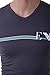 Emporio Armani Men's Pop Stripe Eagle V-Neck T-Shirt, Anthracite, Medium
