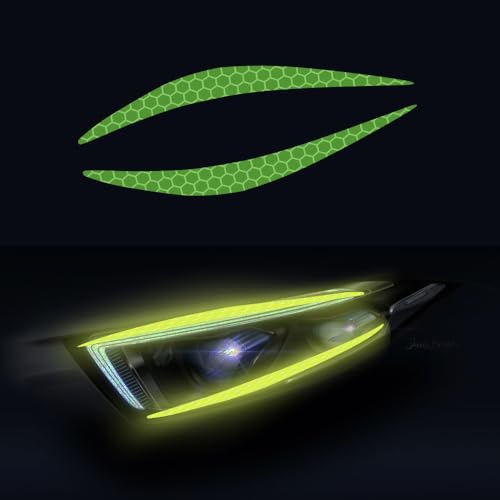Image of 4 Pcs Reflective Eyeliner Car Decals-2 Pair Super Bright Vinyl Stickers for Headlights, High Reflective Car Headlight Eyelashes Sticker Cute Girl Car Accessory (Green)