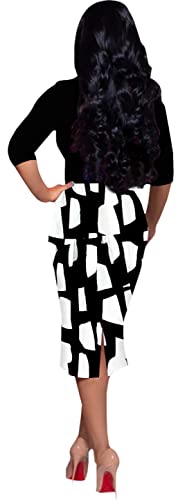 Women's Sexy Formal Church Dress V Neck 3/4 Sleeve Floral Printed Pencil Midi Office Dresses Belted #TOP1