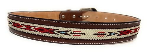 Generic Men's Heavy Duty Genuine Leather Western Casual or Work Belt, South Western Style Cowboy Rodeo Leather Belt2