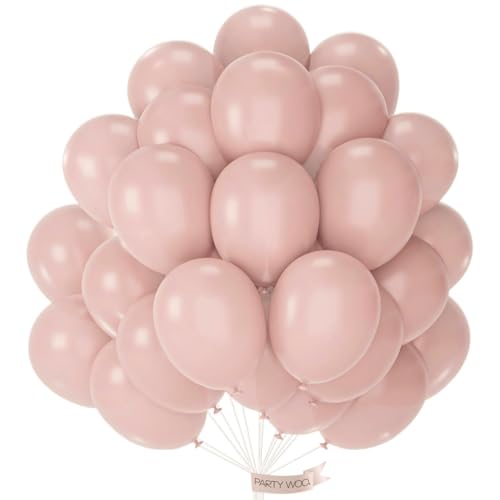 Image of PartyWoo Dusty Pink Balloons 101pcs 12 Inch Boho Blush Lilac Pink Latex Helium Balloons for Princess Birthday Baby Shower Graduation Gender Reveal Anniversary Bachelorette Party Decorations Pink-F54