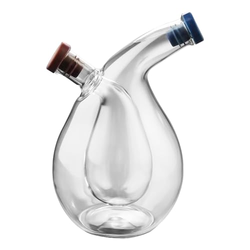 Vinagre Cruet - 2 en 1 dispensador de y vinagre de vidrio transparente para cocina,Transparente 2 en 1 Dispensador de de oliva y vinagre