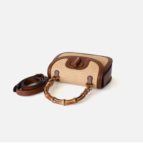 Bolso Tote pequeño para mujer con asa de bambú miniatura 7