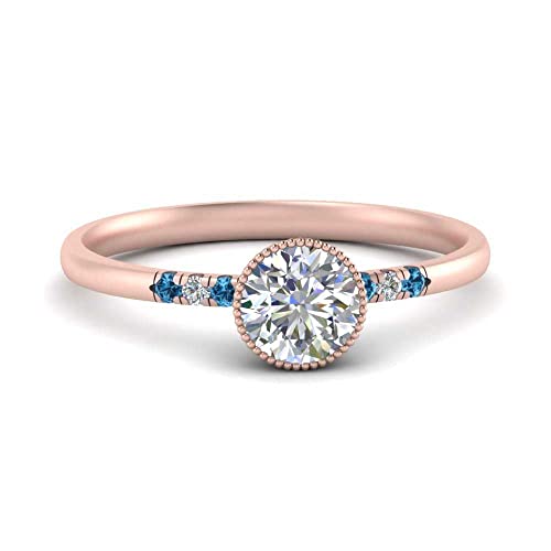 Bague antique fine en or rose et pierre précieuse pour fiançailles vintage