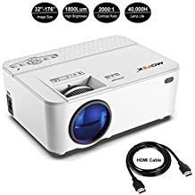 Mofek 1800 Lumens LED Mini Projector, Full HD Home Theater Video Projector Support 1080P, HDMI USB SD Card VGA AV for Home Cinema, Compatible with Amazon Fire TV Stick