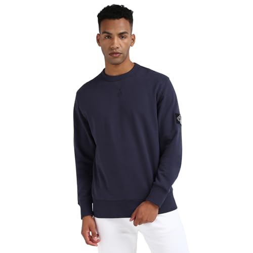 Calvin Klein Herren Sweatshirt Badge Crew Neck aus Baumwolle, Blau (Ink), XS – Ansicht 1