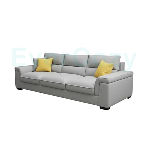 Image of Italino 3 Seater Luxurious Fabric Sofa Set (Light Grey) | 3 Person Wooden Sofa Couch for Living Room Bedroom Home Hall Furniture