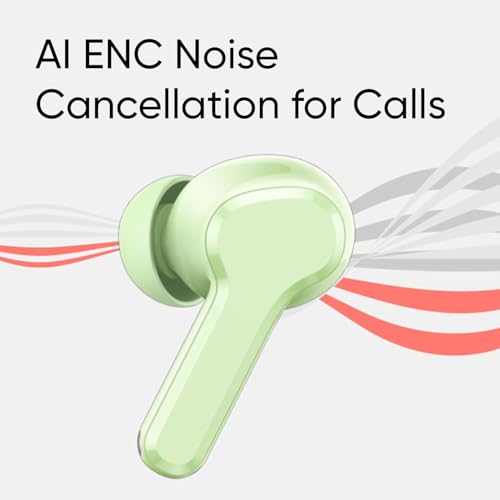 Image of Real Me T110 Buds | 50dB Active Noise Cancellation, Hi-Res LHDC Audio, 12.4mm Dynamic Bass Driver, 6 Mic Clear Voice Calls, 51,IP55 Waterproof,TWS for Apple & Android (T110, Country Green)