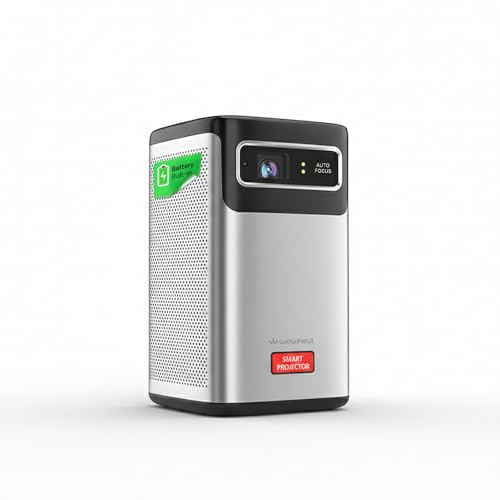 Wownect Android DLP Projector | 400 ANSI Lumens | 8000mAh Battery | Auto Focus & Keystone | 4K HDR 3D Support | 300"" Screen |10W Speaker 5G Wifi & BT 5.0 Portable Projector for Home, outdoor & Office