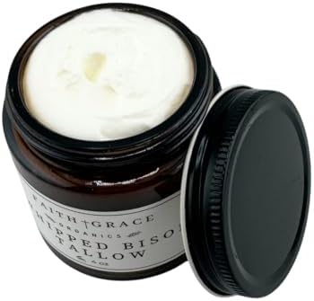 Organic Grass Fed Bison Tallow Moisturizer - All purpose moisturizer for sensitive skin, healing, hydrating, non-comedogenic, essential oils by Faith and Grace Organics