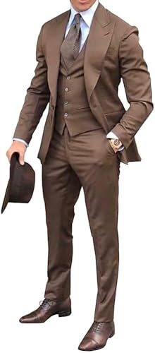 Men's Groomsmen Slim Fit Suits Tuxedos 3 Pieces for Wedding Casual Business Blazer Sets HRX114