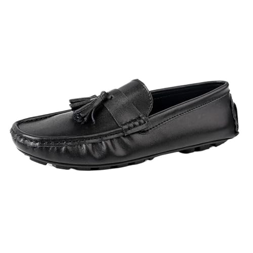 Men's Loafers Shoes Round Toe with Tassel Faux Leather Driving Loafers Flexible Flat Heel Anti-Slip Walking Outdoor Slip-ons