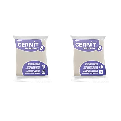 Cernit Ce9256024amzc - Un Lot De 2 Pains De Pâte Polymère Translucide - Pâte À Modeler À Cuire - Couleur Phosphorescent - 2 Blocs De 56 G