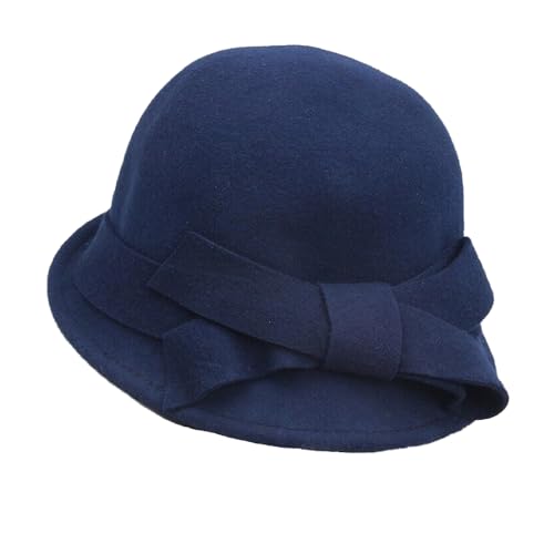 Gorro vintage de fieltro de lana para mujer miniatura 4