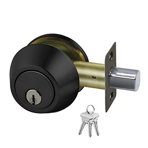Bestten DB1-ET-BK Single Cylinder Deadbolt, Dead Bolt For Front Door And Garage Door, Keyed One Side, Thumb Turn Inside, Matte Black Finish cover