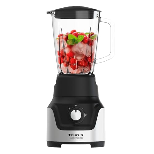 Taurus – Batidora vaso Magnum Press 1500 | Jarra cristal 1,5L | 1500W | 2 velocidades+Turbo |...