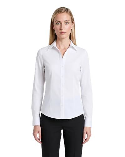 Anne Klein Women's Long Sleeve Button Front Top Bright White